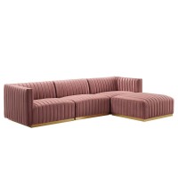 Conjure Channel Tufted Performance Velvet 4Piece Sectional