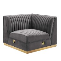 Tufted Performance Velvet Modular Sectional Sofa Right Corner Chair