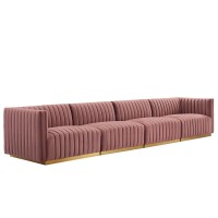 Conjure Channel Tufted Performance Velvet 4Piece Sofa