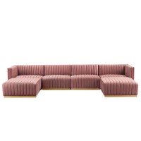 Conjure Channel Tufted Performance Velvet 6Piece Sectional