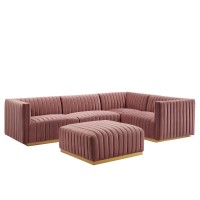 Conjure Channel Tufted Performance Velvet 5Piece Sectional