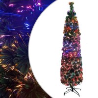 Vidaxl Artificial Slim Christmas Tree With Stand 6 Ft Fiber Optic