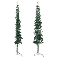 vidaXL Slim Artificial Half Christmas Tree with Stand Green 4 ft