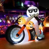 Comin 6 Ft Halloween Inflatables Ghost Outdoor Decorations Blow Up Yard Pumpkin Cat Motorcycle With Builtin Leds For Indoor Par