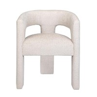 Jofran Gwen Modern Luxury Jacquard Fabric Upholstered Accent Sculpture Dining Armchair, Natural