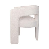 Jofran Gwen Modern Luxury Jacquard Fabric Upholstered Accent Sculpture Dining Armchair, Natural