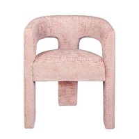 Jofran Gwen Modern Luxury Jacquard Fabric Upholstered Accent Sculpture Dining Armchair, Pink