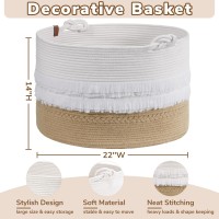 Cherrynow Large Wicker Laundry Basket For Entryway Bedroom Jute Decorative Basket For Clothes Toys Portable Towel Basket For