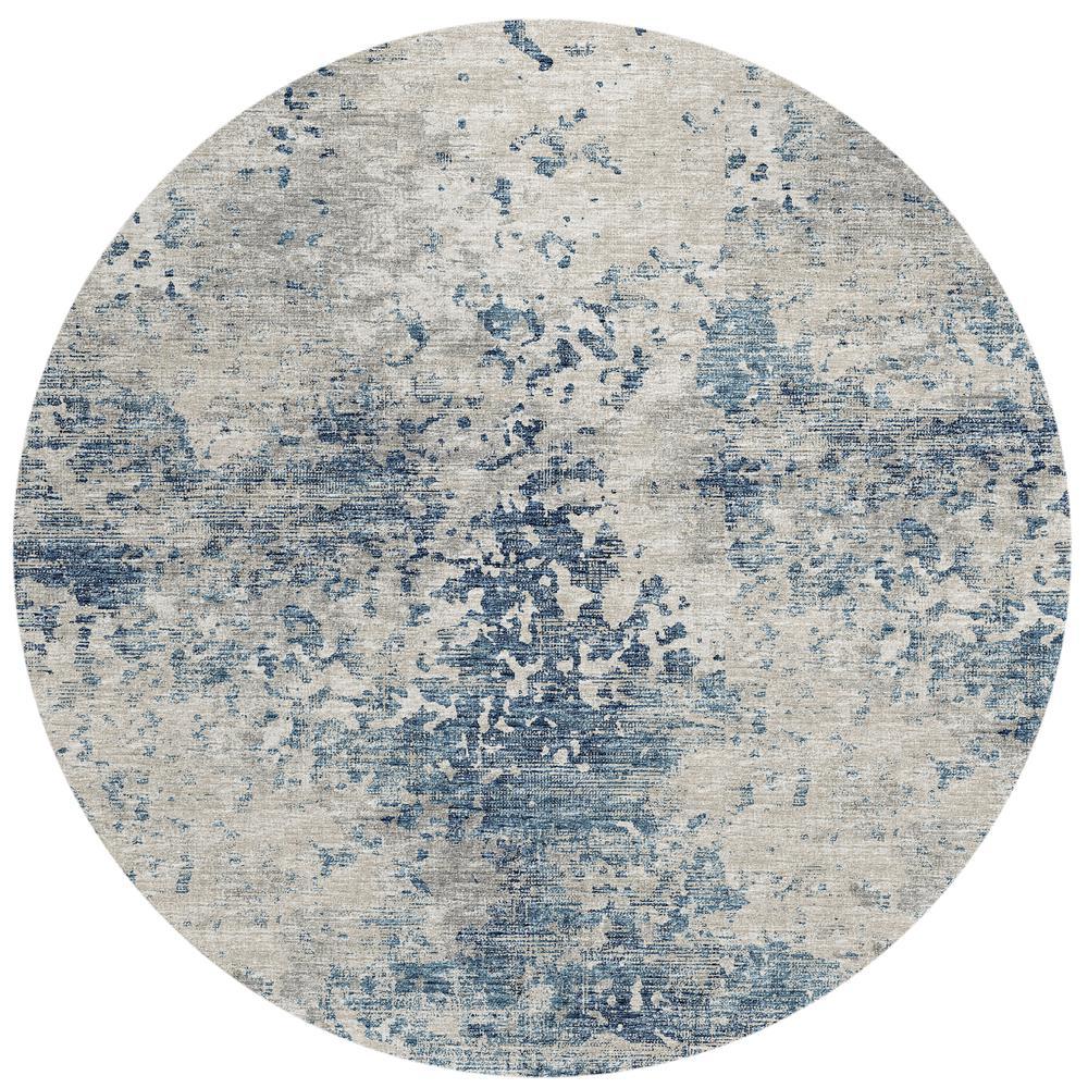 IndoorOutdoor Accord AAC35 Blue Washable 8 x 8 Round Rug