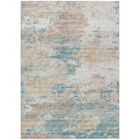 IndoorOutdoor Accord AAC34 Teal Washable 10 x 14 Rug