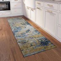 IndoorOutdoor Accord AAC34 Blue Washable 23 x 76 Runner Rug