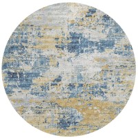 IndoorOutdoor Accord AAC34 Blue Washable 8 x 8 Round Rug