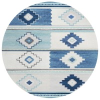 IndoorOutdoor Sonora ASO31 Blue Washable 8 x 8 Round Rug