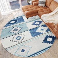 IndoorOutdoor Sonora ASO31 Blue Washable 8 x 8 Round Rug