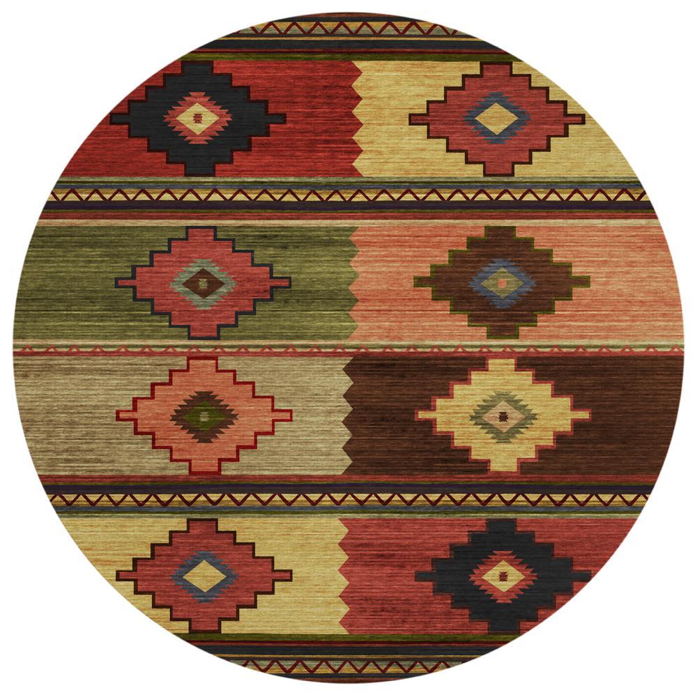 IndoorOutdoor Sonora ASO31 Paprika Washable 8 x 8 Round Rug