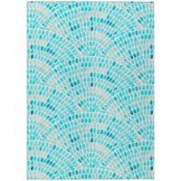 IndoorOutdoor Surfside ASR37 Aqua Washable 10 x 14 Rug