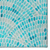 IndoorOutdoor Surfside ASR37 Aqua Washable 10 x 14 Rug