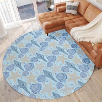 IndoorOutdoor Surfside ASR34 Blue Washable 8 x 8 Round Rug