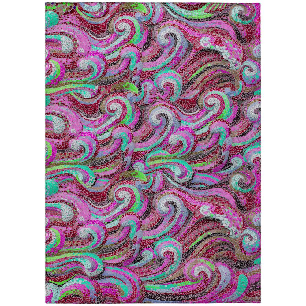 IndoorOutdoor Surfside ASR44 Raspberry Washable 8 x 10 Rug