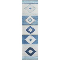 IndoorOutdoor Sonora ASO31 Blue Washable 23 x 76 Runner Rug