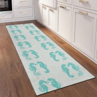 IndoorOutdoor Surfside ASR45 Aqua Washable 23 x 76 Runner Rug