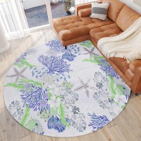 IndoorOutdoor Surfside ASR31 Blue Washable 8 x 8 Round Rug