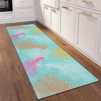 IndoorOutdoor Surfside ASR33 Aqua Washable 23 x 76 Runner Rug