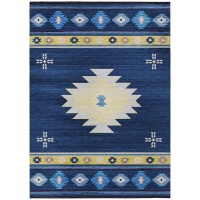 IndoorOutdoor Sonora ASO34 Blue Washable 9 x 12 Rug