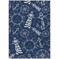 Indoor/Outdoor Harpswell Ahp39 Blue Washable 3' X 5' Rug