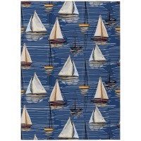 Indoor/Outdoor Harpswell Ahp38 Blue Washable 3' X 5' Rug