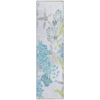 IndoorOutdoor Surfside ASR31 Aqua Washable 23 x 76 Runner Rug