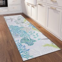 IndoorOutdoor Surfside ASR31 Aqua Washable 23 x 76 Runner Rug