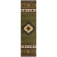 IndoorOutdoor Sonora ASO34 Green Washable 23 x 76 Runner Rug