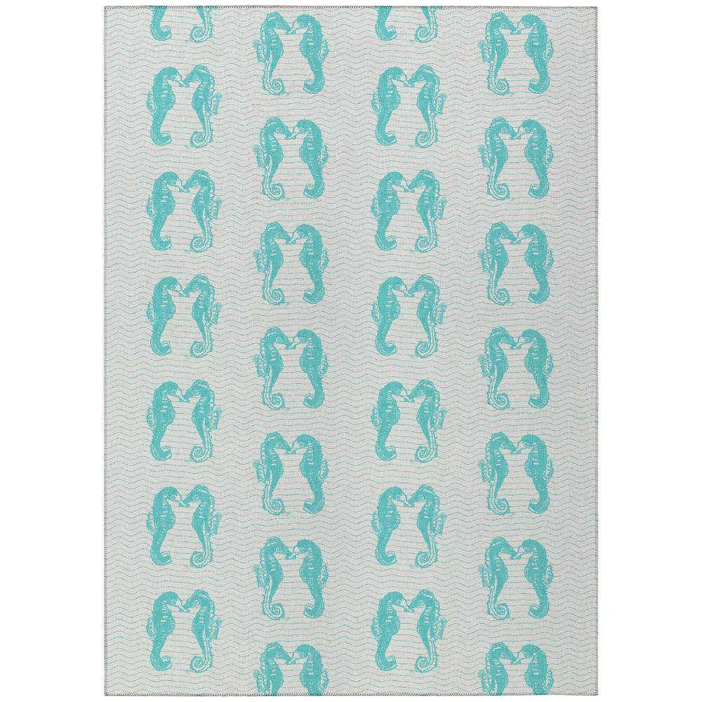 Indoor/Outdoor Surfside Asr45 Aqua Washable 8' X 10' Rug