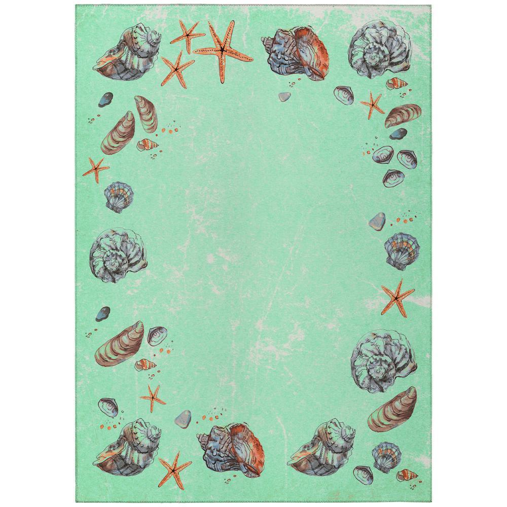 Indoor/Outdoor Surfside Asr39 Green Washable 8' X 10' Rug