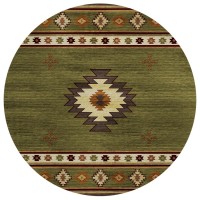 Indoor/Outdoor Sonora Aso34 Green Washable 8' X 8' Round Rug