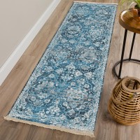 IndoorOutdoor Marbella MB4 Navy Washable 23 x 10 Runner Rug