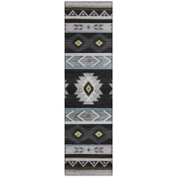 IndoorOutdoor Phoenix PH3 Black Washable 23 x 76 Runner Rug