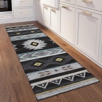 IndoorOutdoor Phoenix PH3 Black Washable 23 x 76 Runner Rug