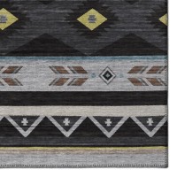 IndoorOutdoor Phoenix PH3 Black Washable 23 x 76 Runner Rug