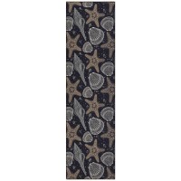 IndoorOutdoor Seabreeze SZ4 Black Washable 23 x 76 Runner Rug