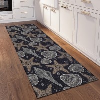 IndoorOutdoor Seabreeze SZ4 Black Washable 23 x 76 Runner Rug