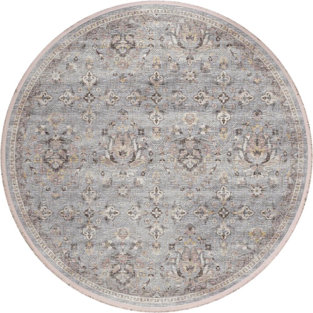 IndoorOutdoor Marbella MB4 Silver Washable 6 x 6 Round Rug