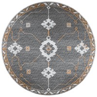 IndoorOutdoor Sedona SN16 Charcoal Washable 6 x 6 Round Rug