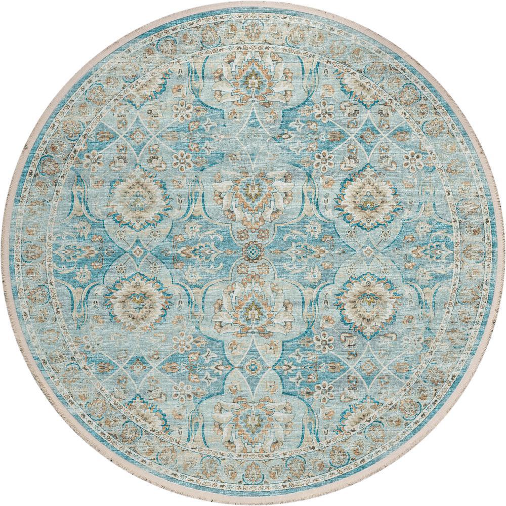 IndoorOutdoor Marbella MB5 Mediterranean Washable 4 x 4 Round Rug