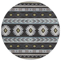 IndoorOutdoor Phoenix PH3 Black Washable 8 x 8 Round Rug