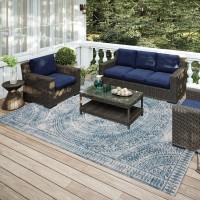 IndoorOutdoor Sedona SN7 Indigo Washable 9 x 12 Rug