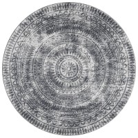 IndoorOutdoor Sedona SN7 Pewter Washable 4 x 4 Round Rug