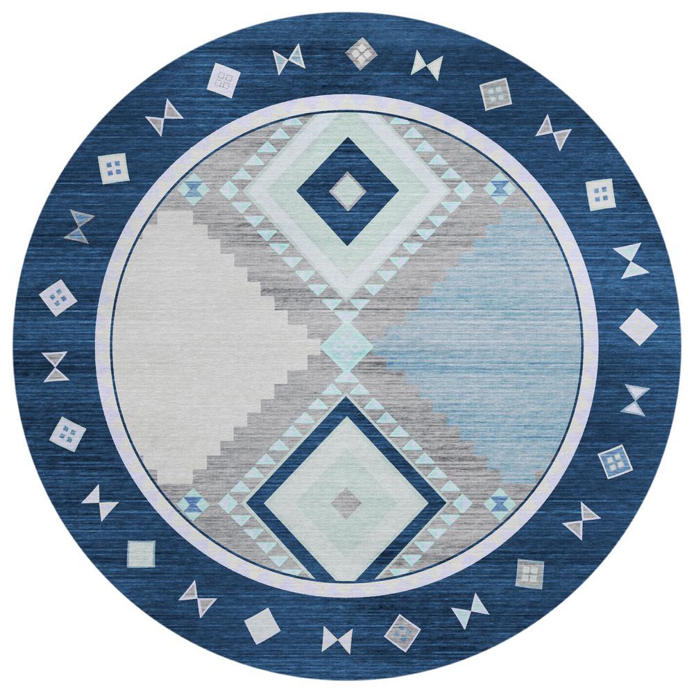 IndoorOutdoor Phoenix PH2 Denim Washable 8 x 8 Round Rug