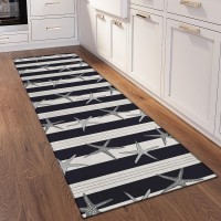 IndoorOutdoor Seabreeze SZ12 Black Washable 23 x 76 Runner Rug